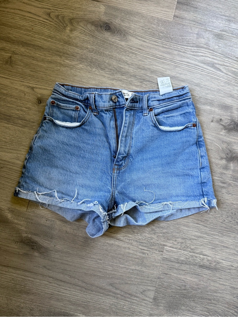 Abercrombie & Fitch Light Blue Distressed Denim Shorts